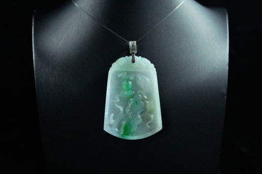 Icy Type Cyan Sun Green Formal Plaque Lotus Fish Pendant