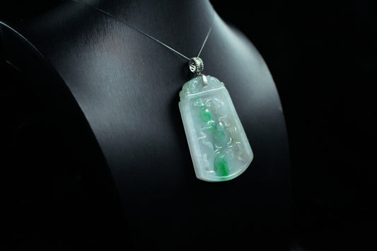 Icy Type Cyan Sun Green Formal Plaque Lotus Fish Pendant