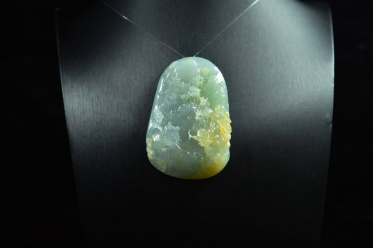 Icy Type Yellow Jadeite Landscape Pendant