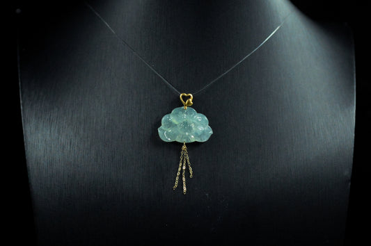 Icy Vivid Green Lotus Pendant 